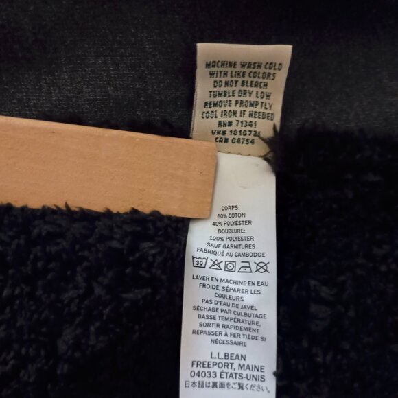 L.L. Bean 1912 Sherpa-Lined Full-Zip Long Sweatshirt Charcoal Women’s Size M - Picture 7 of 16